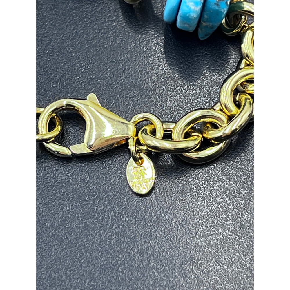 LR Lisa Robertson Bronze Italy QVC 
Turquoise Disc Gold Chain
Statement Necklace - Picture 3 of 15